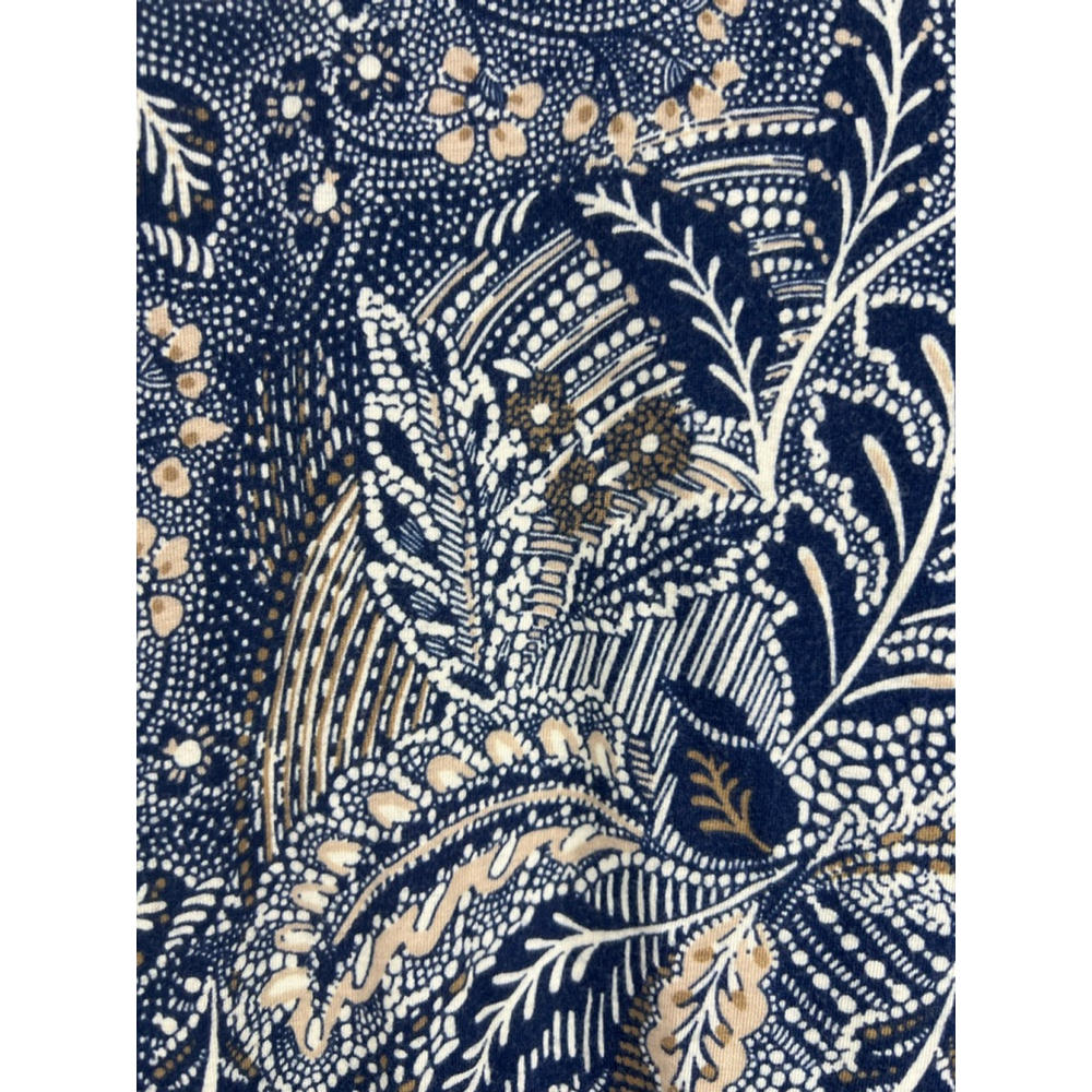 J.Jill Pure Jill Women’s L Petite Navy Beige Leaf Print Short Sleeve Dress Pocke - Picture 7 of 7
